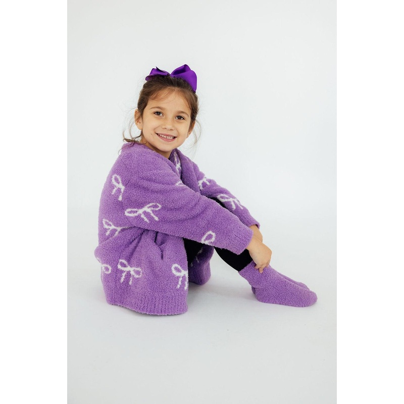 Lilac/Coconut Bow Cozy Cardigan