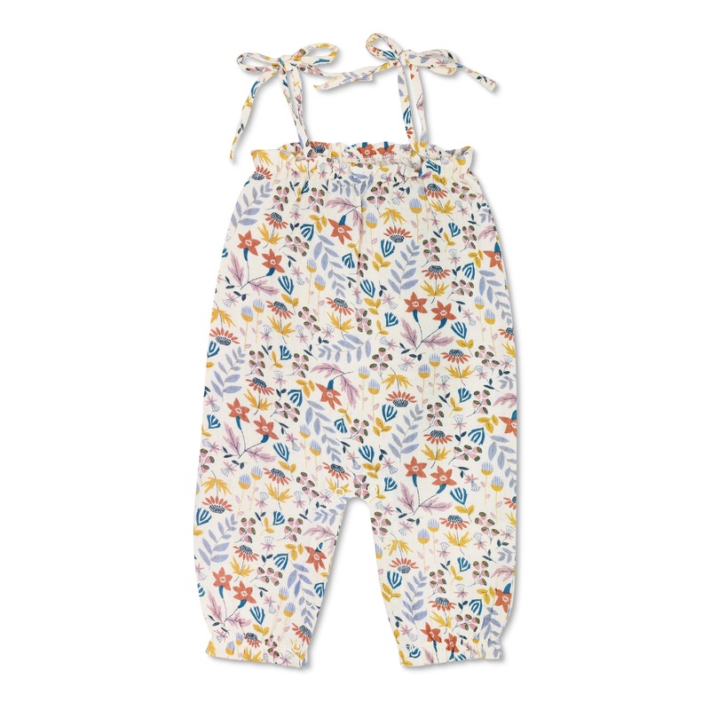 Muslin Tie Shoulder Jumpsuit – Earthtone Floral