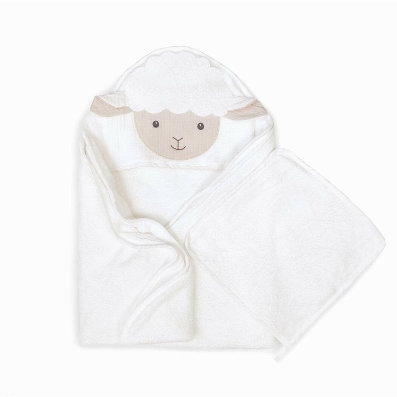 PETIT LAMB TOWEL AND WASHCLOTH SET