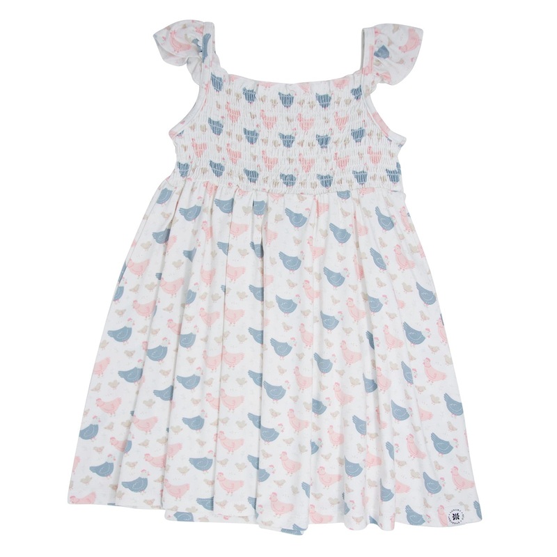 Pink Farm Hens Bamboo Smocked Vintage Dress