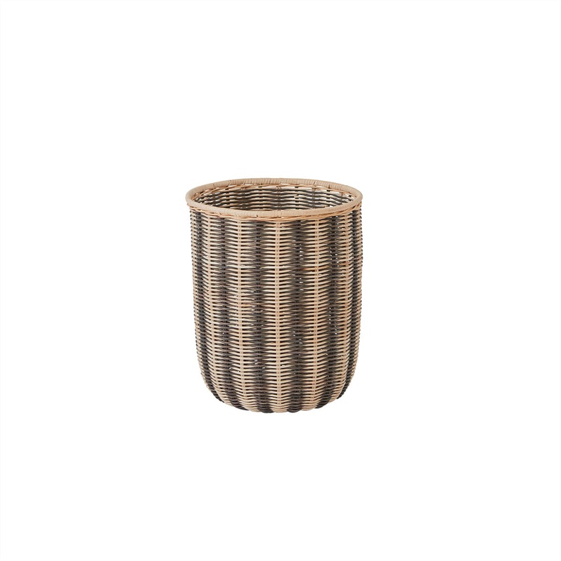 Striped Storage Basket – Black/Nature
