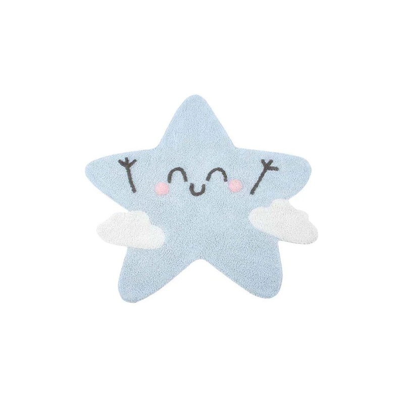 WASHABLE RUG HAPPY STAR|120 x 120 cm|Light Blue