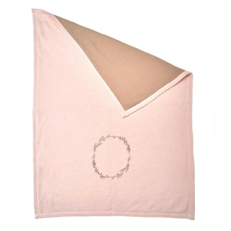 WREATH EMBR. DOUBLE SIDED BLANKET – PINK