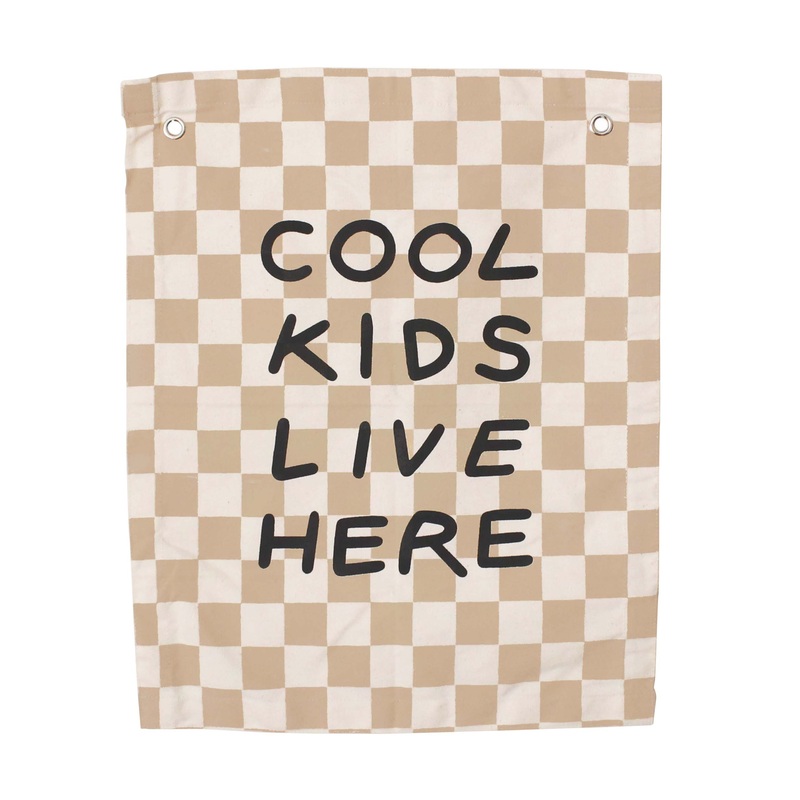 cool kids banner|Natural|Checkered Taupe