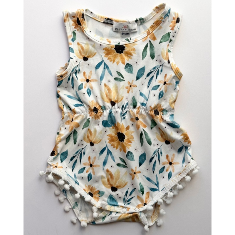Dillon Pom Pom Romper – Sunflower Floral