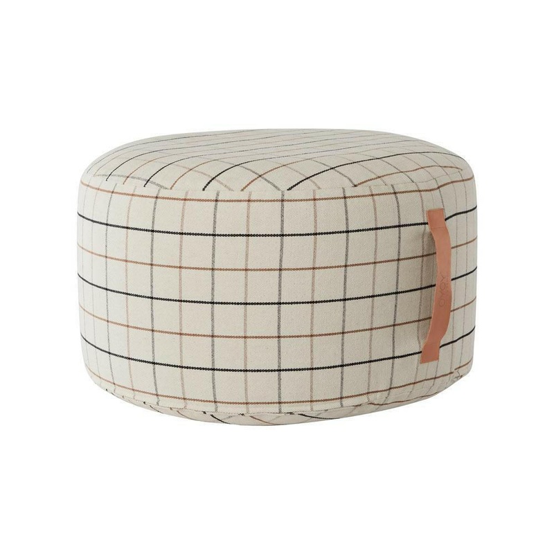 Grid Pouf Large – Offwhite
