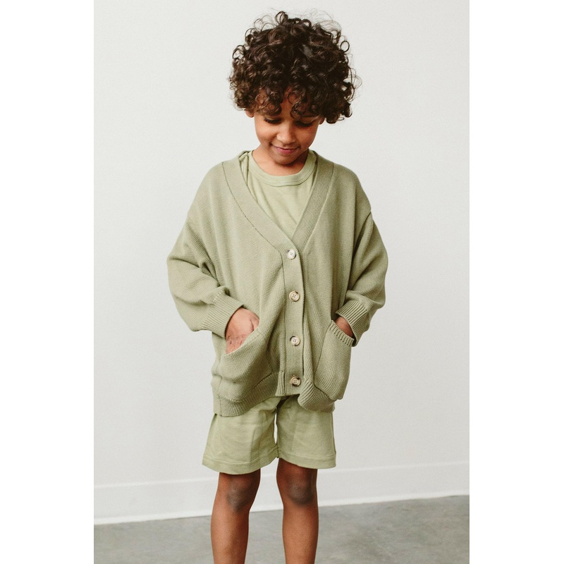 KNIT BUTTON-UP SWEATER | ARTICHOKE