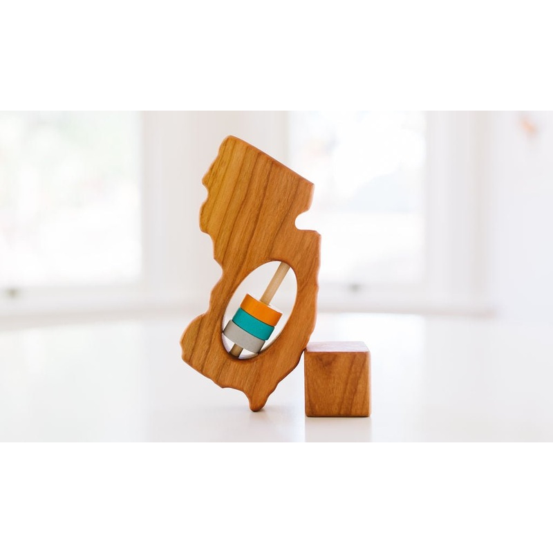 New Jersey State Wooden Baby Rattle