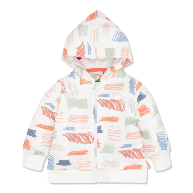 Scribble Baby Zip-Up Hoodie – Natural/scribble