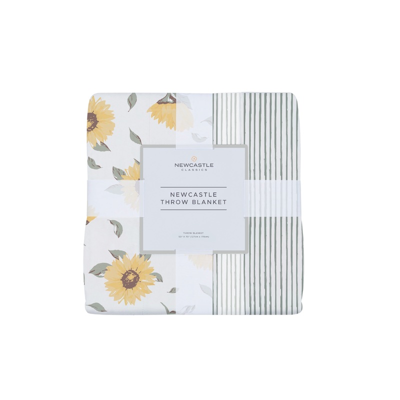 Sunflower Farm and Sage Green Stripe Newcastle Throw Blanket