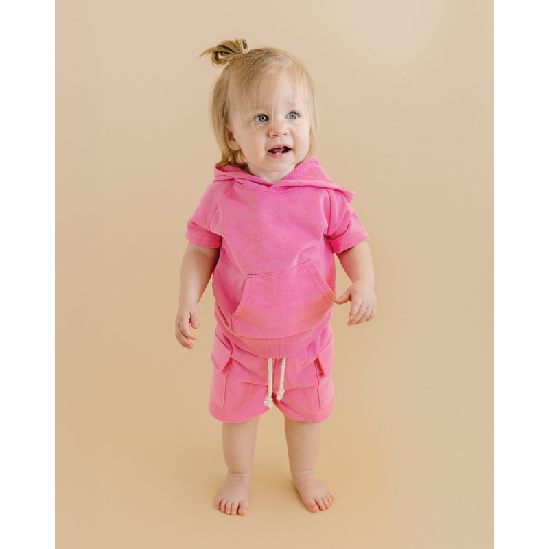 Terry Cargo Shorts Set | Pink|0-3M|3-6M|6-12M|12-18M|18-24M|2T|3T|4T|5T|6-7Y|8-9Y