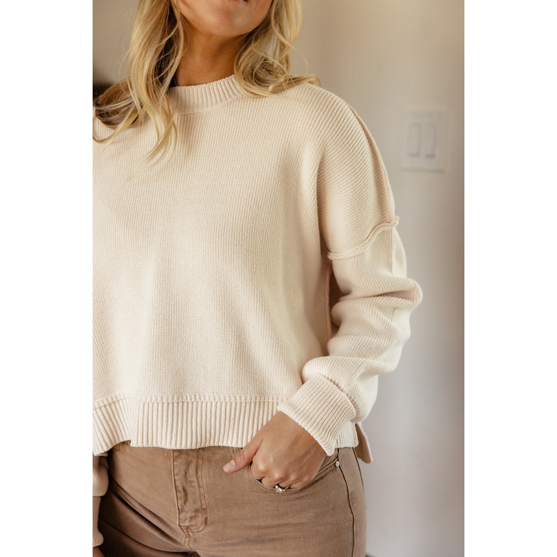 The Leda Slouchy Pullover|Ivory|Black|S|M|L