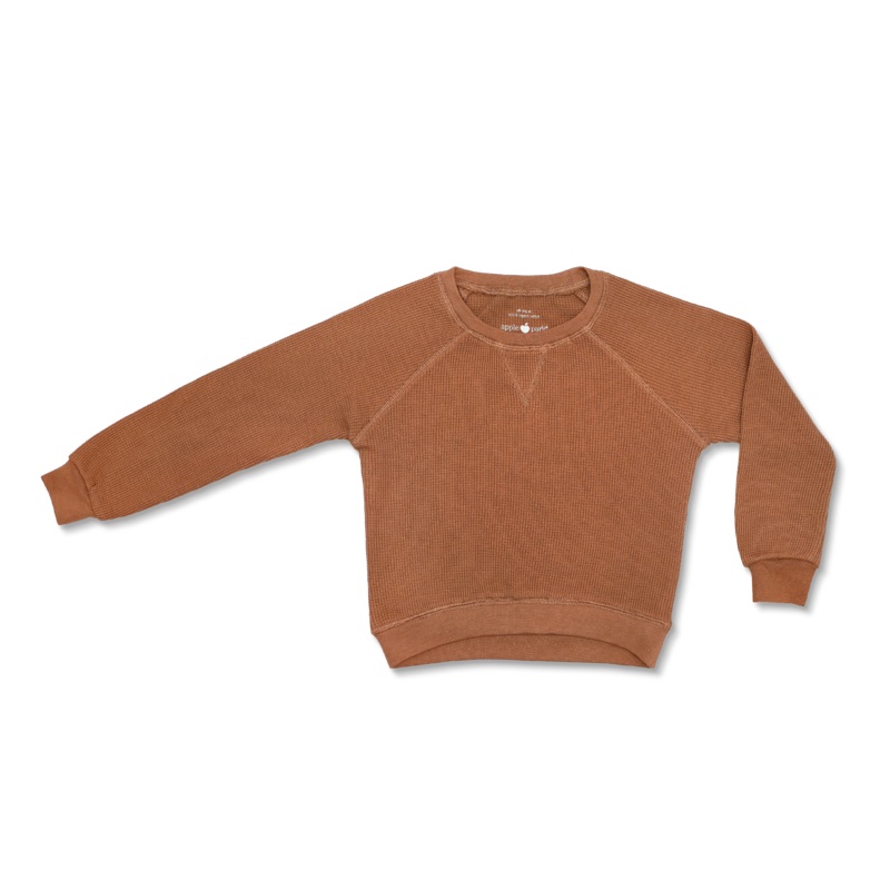 Waffle Crew Neck Sweatshirt – Caramel