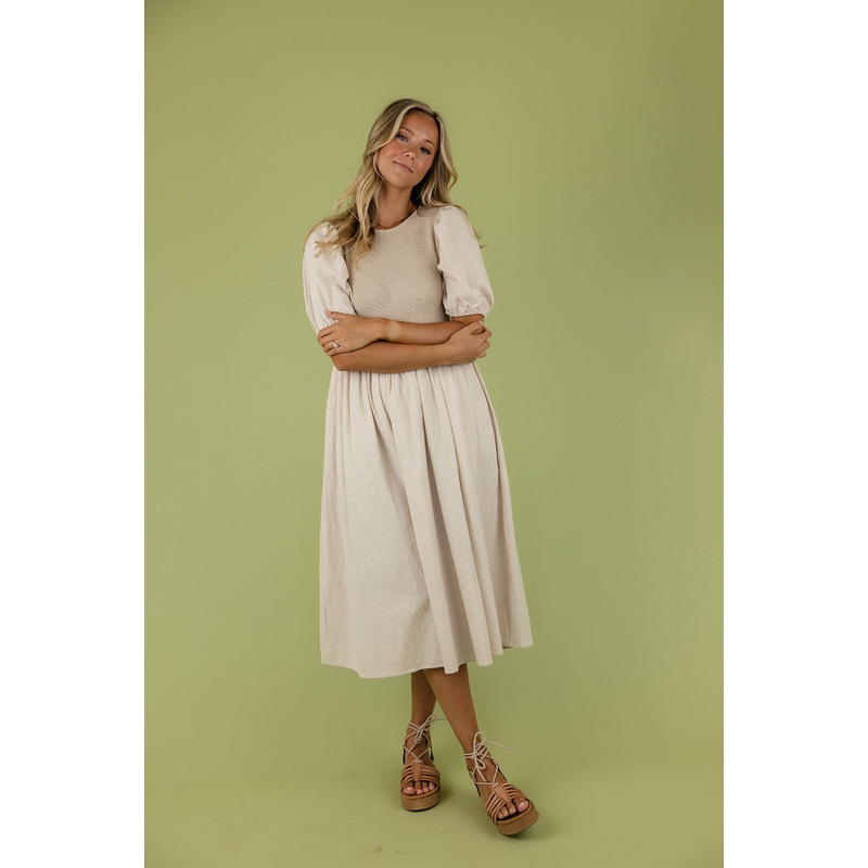 Abigail Sweater Dress|Beige|Black|S|M|L