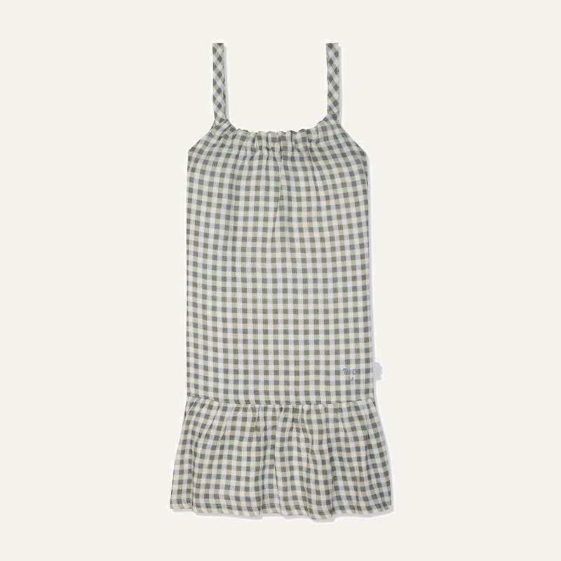 Blue Gingham Linen Kid Dress|02Y|03Y|04Y|05Y|06Y|08Y|10Y|Natural/Faded Denim