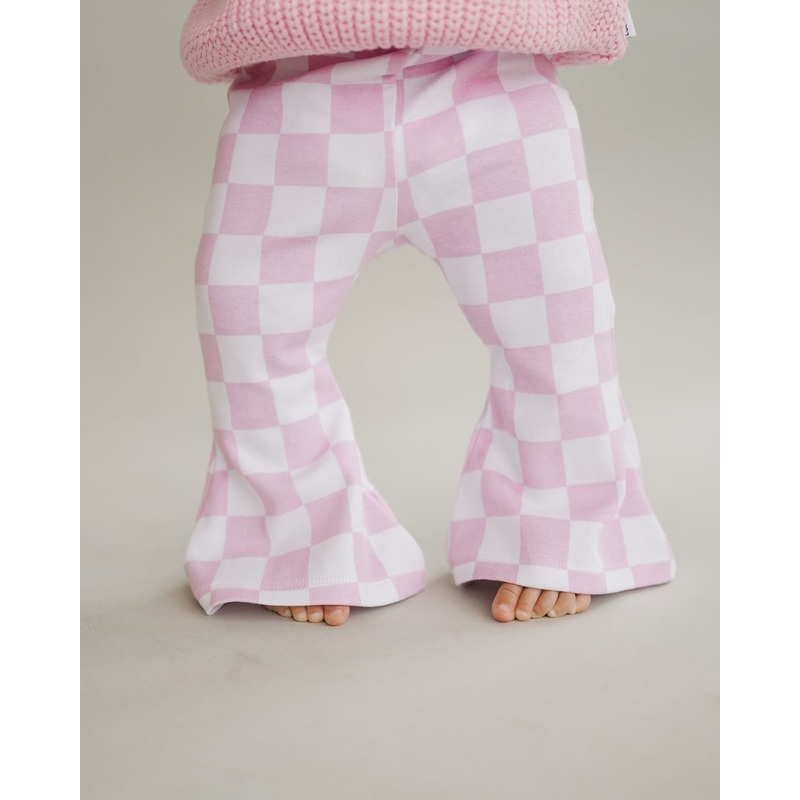 Checkered Flare Pants | Pink|Newborn|0-3M|3-6M|6-12M|12-18M|18-24M|2T|3T|4T|5T|6-7Y|8-9Y