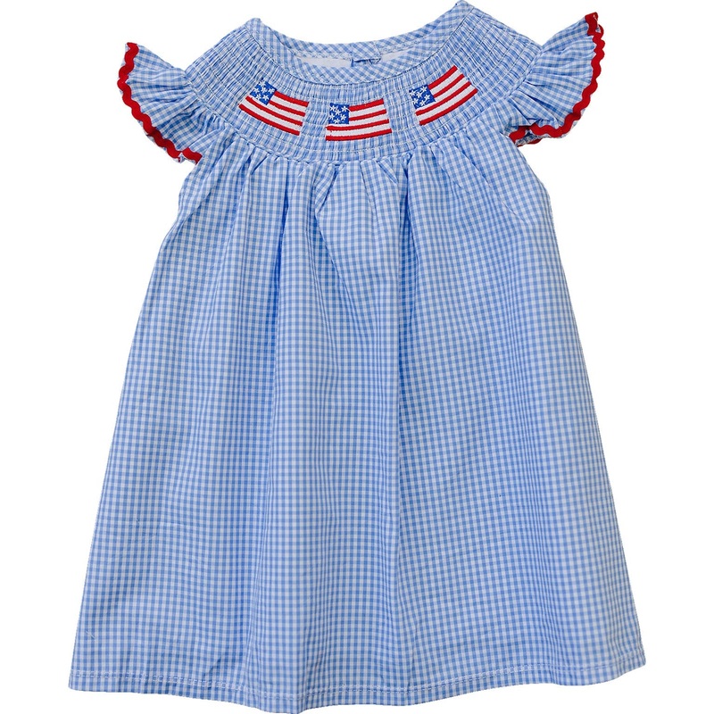 Flag Gingham Smocked Dress|18-24|2T|3T|4T|5T|6Y