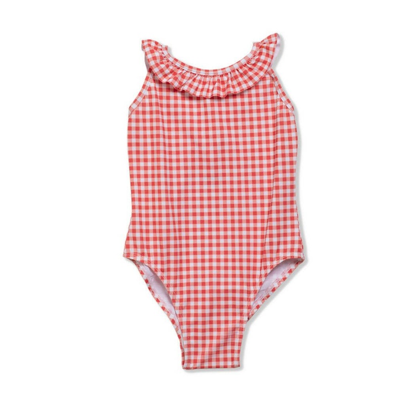 Gingham Girl Swimsuit|2Y|3Y|4Y|5Y|6Y|8Y|10Y|Coral Gingham