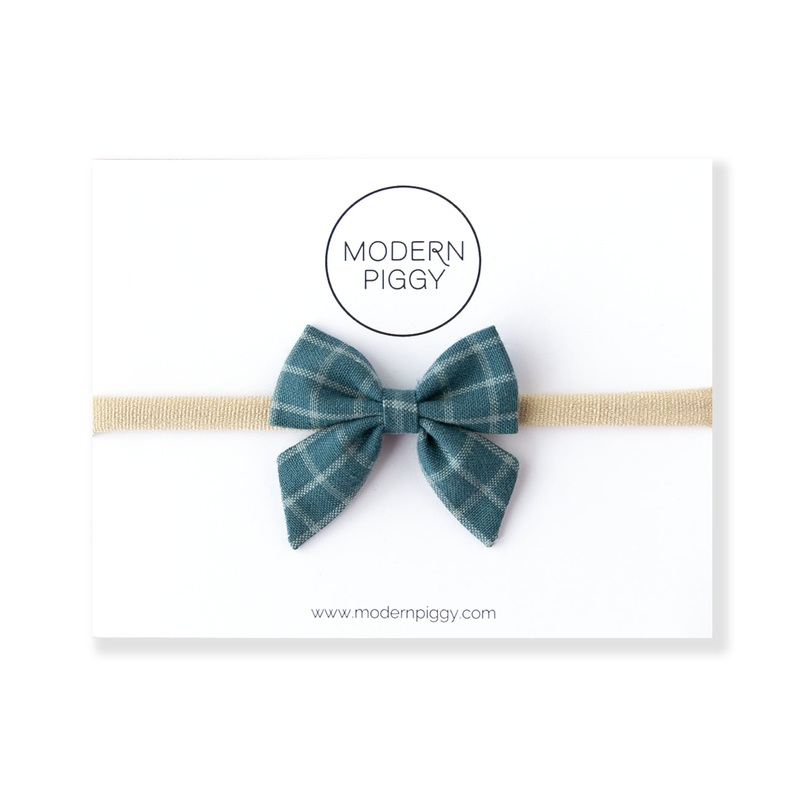Harbor Grid | Mini Piggy Bow|Alligator Clip|Nylon Headband