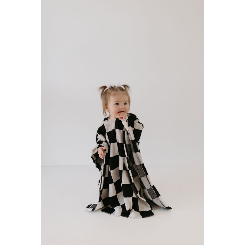 Hooded Towel | Black Checkerboard