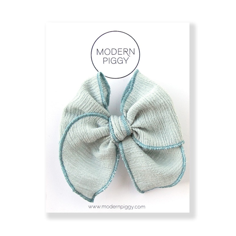 Misty Blue | Petite Party Bow|Alligator Clip|Nylon Headband