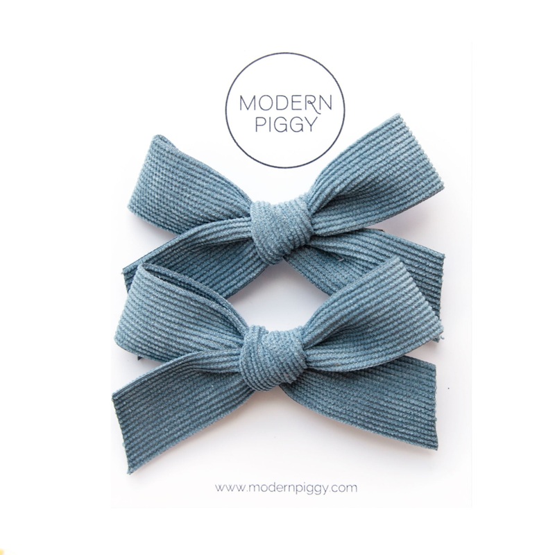 Morning Mist | Pigtail Set – Corduroy Ribbon Bow