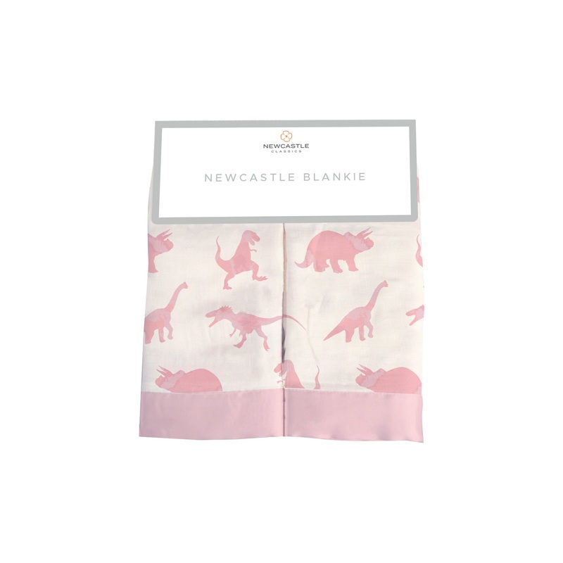 Pink Dinosaurs Bamboo Newcastle Blankie