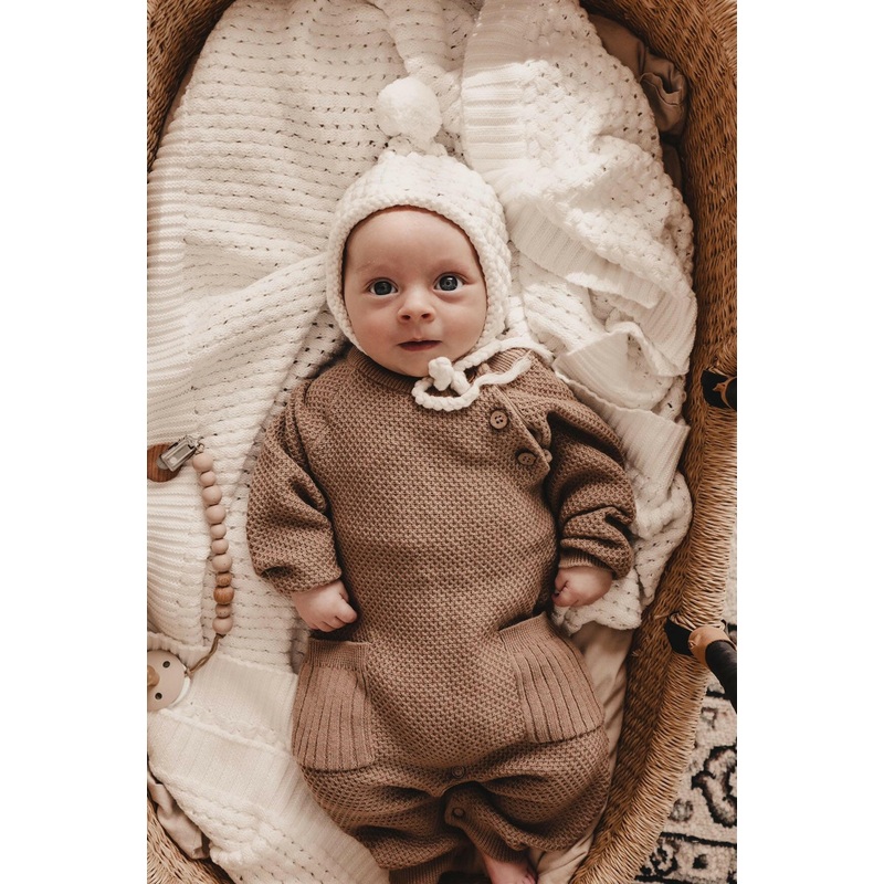 Rib Pocket Jumpsuit – Acorn|Newborn|0-3m|3-6m|6-12m|12-18m|18-24m|Acorn