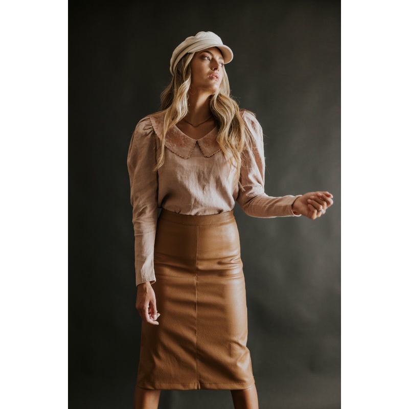 SALT Piper Point Embroidered Collared Blouse