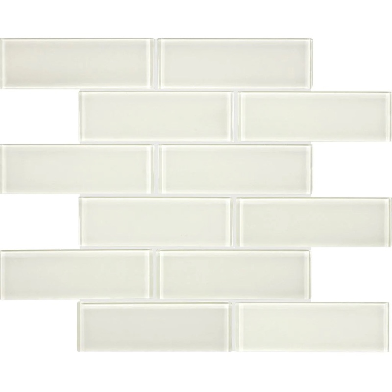 Sand 2×6 Brick on 11.75×11.75 Mesh Glass Mosaic Tile Element Series – Aquatica Collection