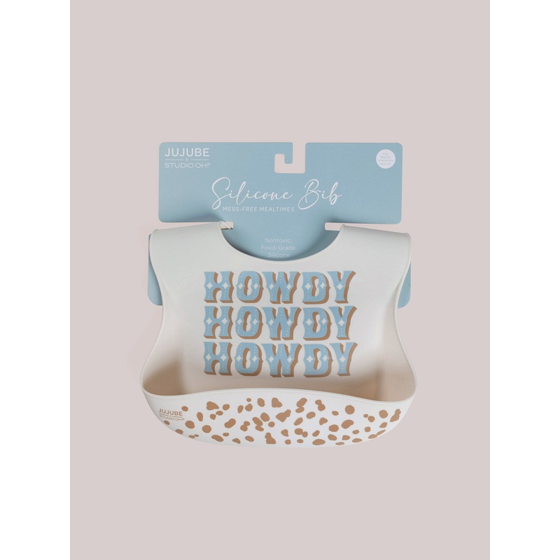 Silicone Bib – Howdy Partner Blue by Caroline Alfreds