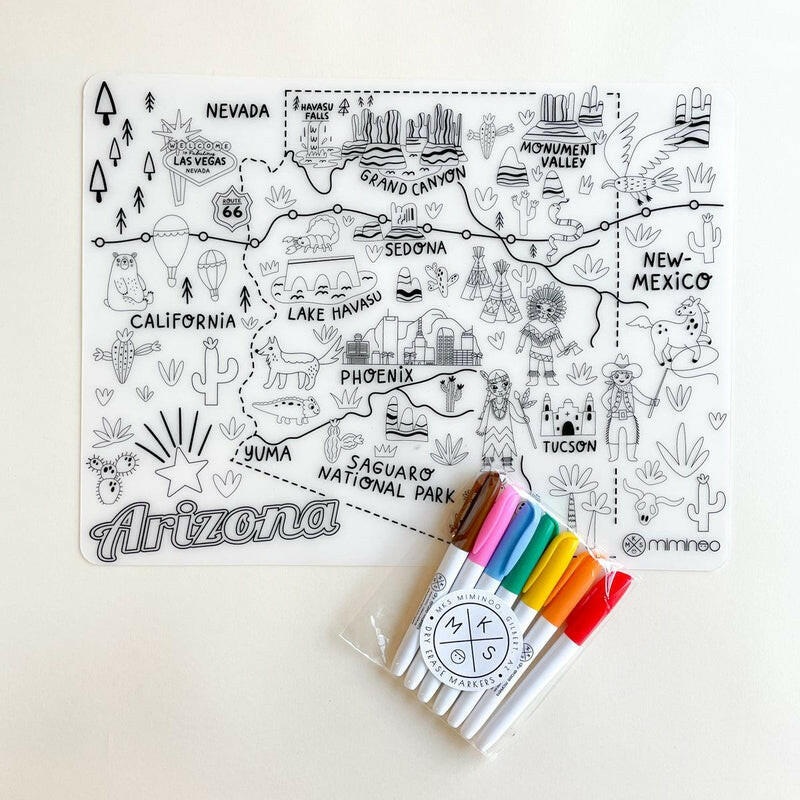 Silicone Reusable Coloring Tablemat Set – Arizona