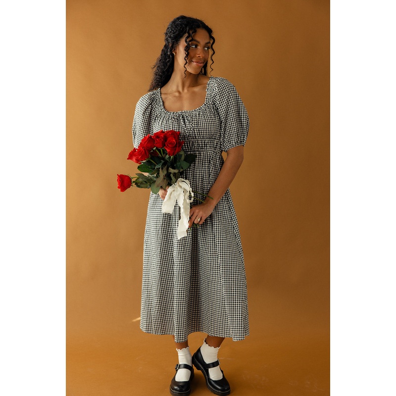 By The Gate Gingham Maxi|Black|S|M|L|XL