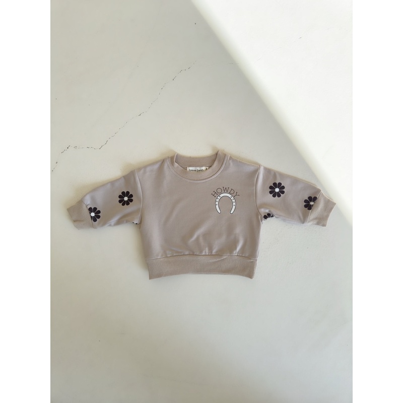 Child Sweatshirt | Howdy|0-3 Months|3-6 Months|6-12 Months|12-18 Months|18-24 Months|2/3 Years|4/5 Years|6/7 Years|8/9 Years|10/12 Years