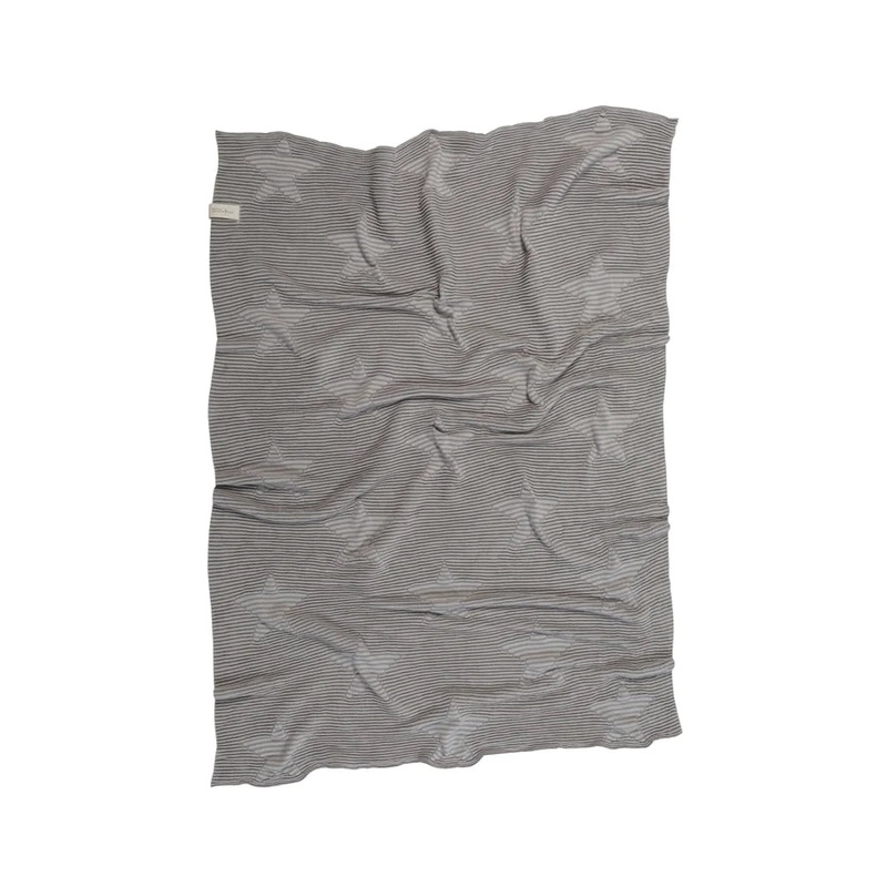 KNITTED BABY BLANKET HIPPY STARS-PEARL GREY