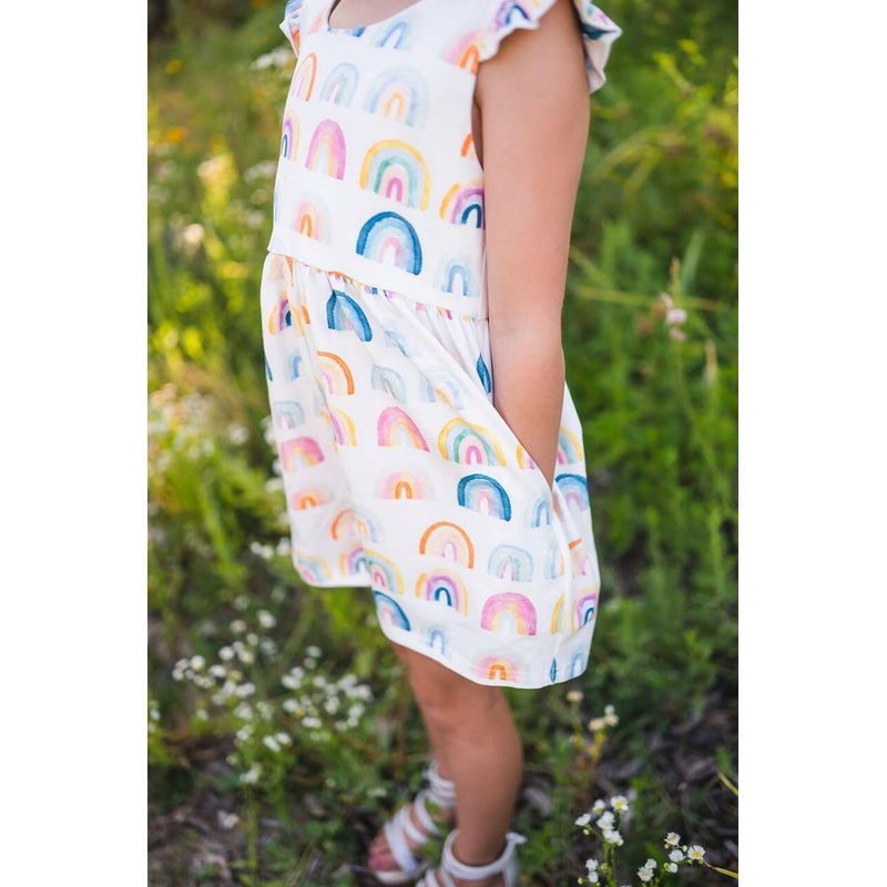 Macie Romper in Watercolor Rainbow