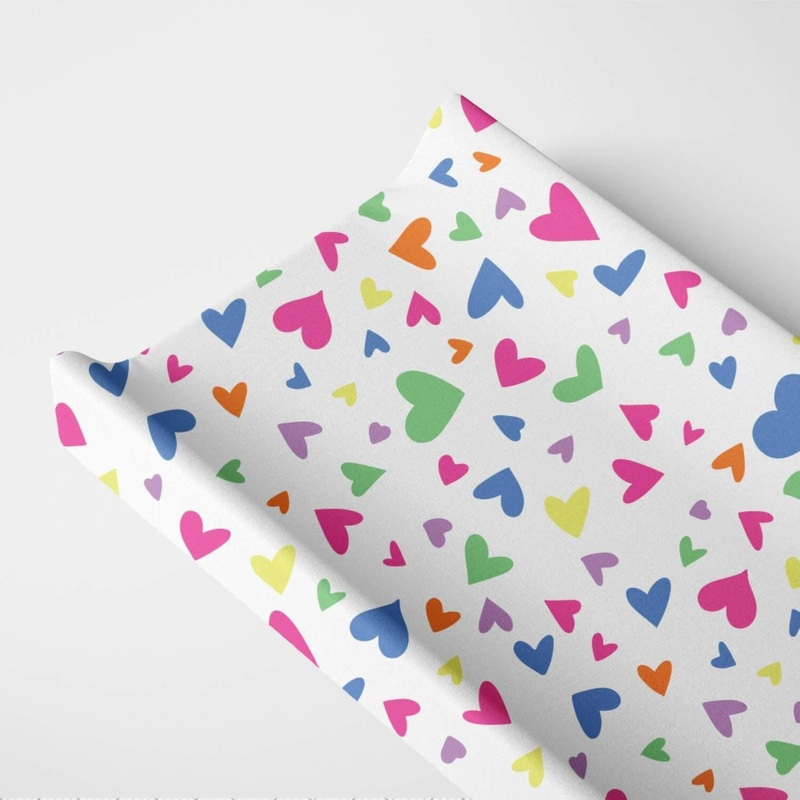 Organic Changing Pad Cover – Colorful Hearts