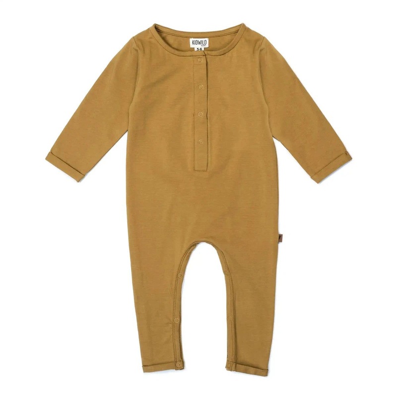 Organic Henley Playsuit – Ochre – FINAL SALE