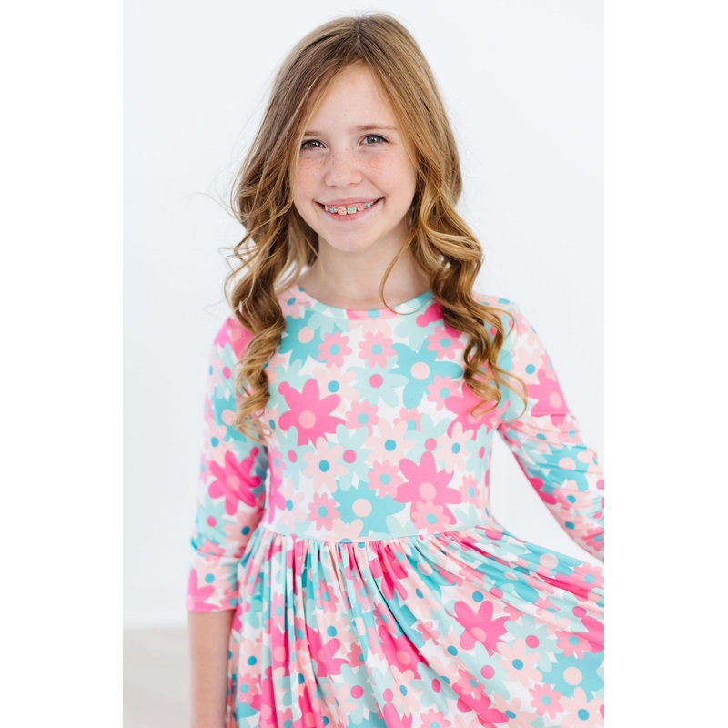 Petal Perfection 3/4 Sleeve Pocket Twirl Dress