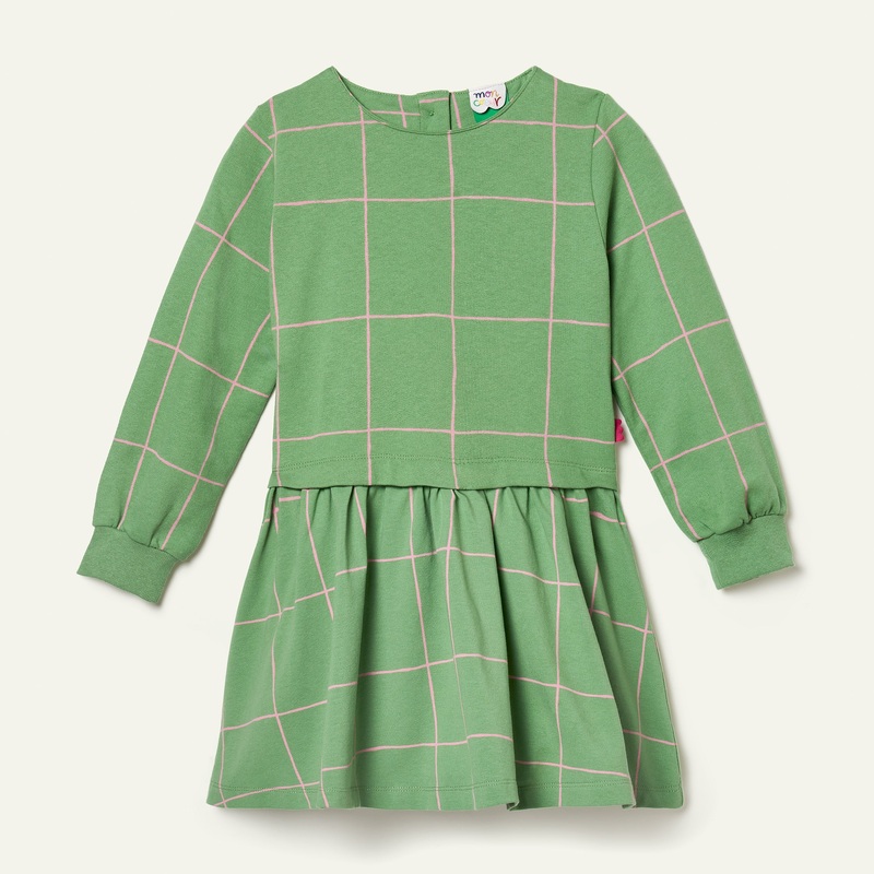 Recycled Cotton and Jersey Grid Dress