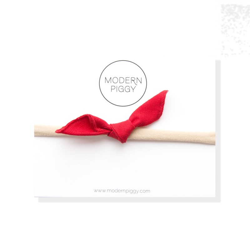 Red | Mini Knot Bow|Alligator Clip|Nylon Headband