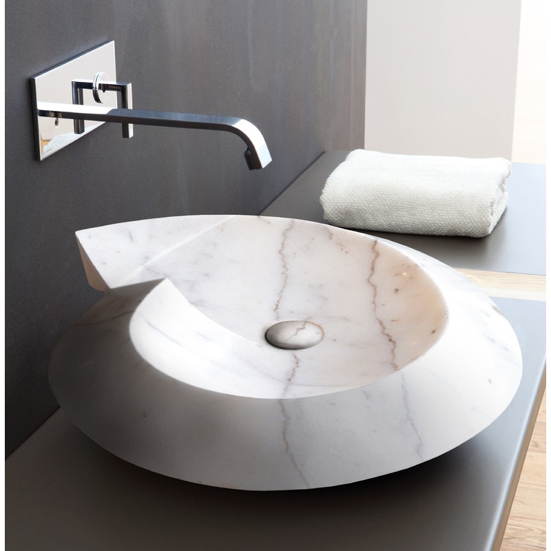Carrara Marble Helix Shape Stone Above Vanity Bathroom Sink Polished (W)20 (L)23 (H)4