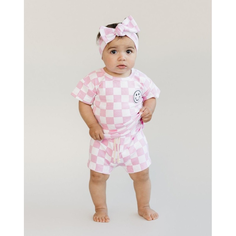 Checkered Shorts Set | Pink|NB|0-3M|3-6M|6-12M|12-18M|18-24M|2T|3T|4T|5T|6-7Y|8-9Y