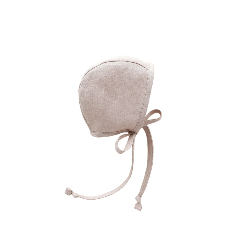 Just Beige Linen Bonnet Cotton-Lined