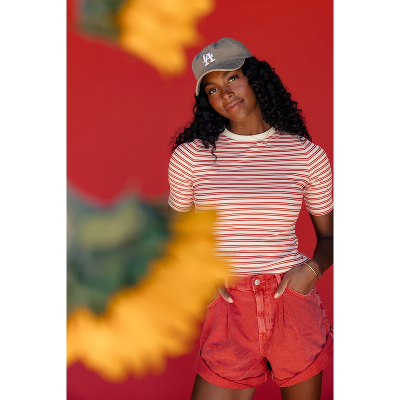 Myla Striped Tee|Red|Green|Black|S|M|L|XL