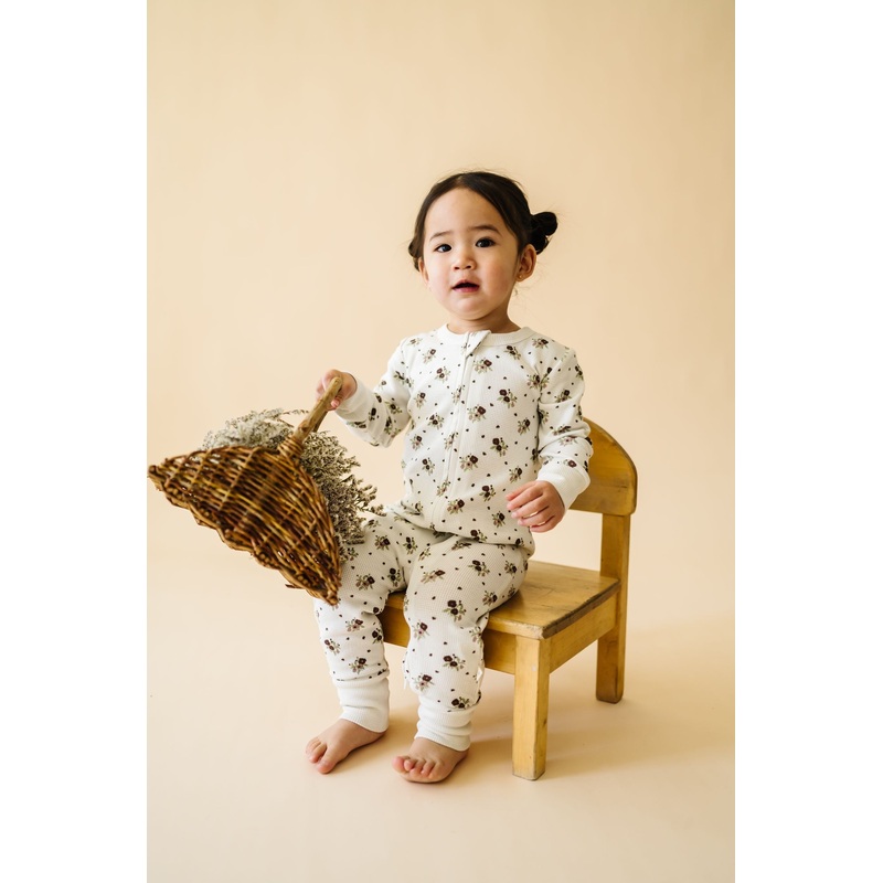 Organic 2-Way Zip Romper – Plum Ditsy