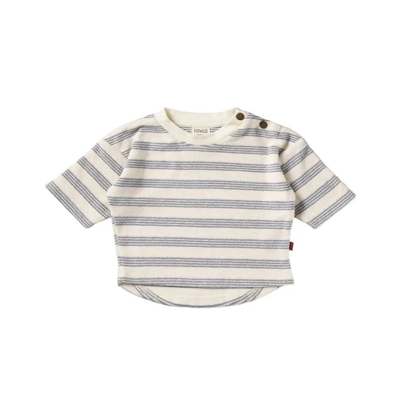 Organic Boxy Sweatshirt –  Mist Stripe