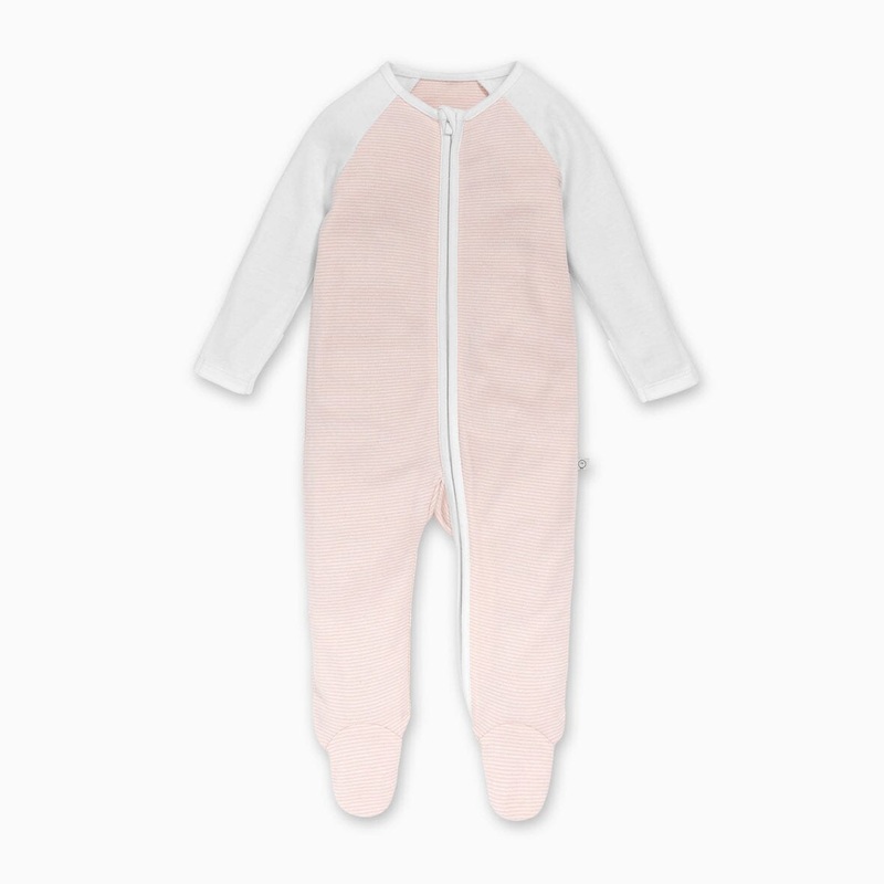 Raglan Sleeve Zip-up Sleepsuit – Blush Stripe