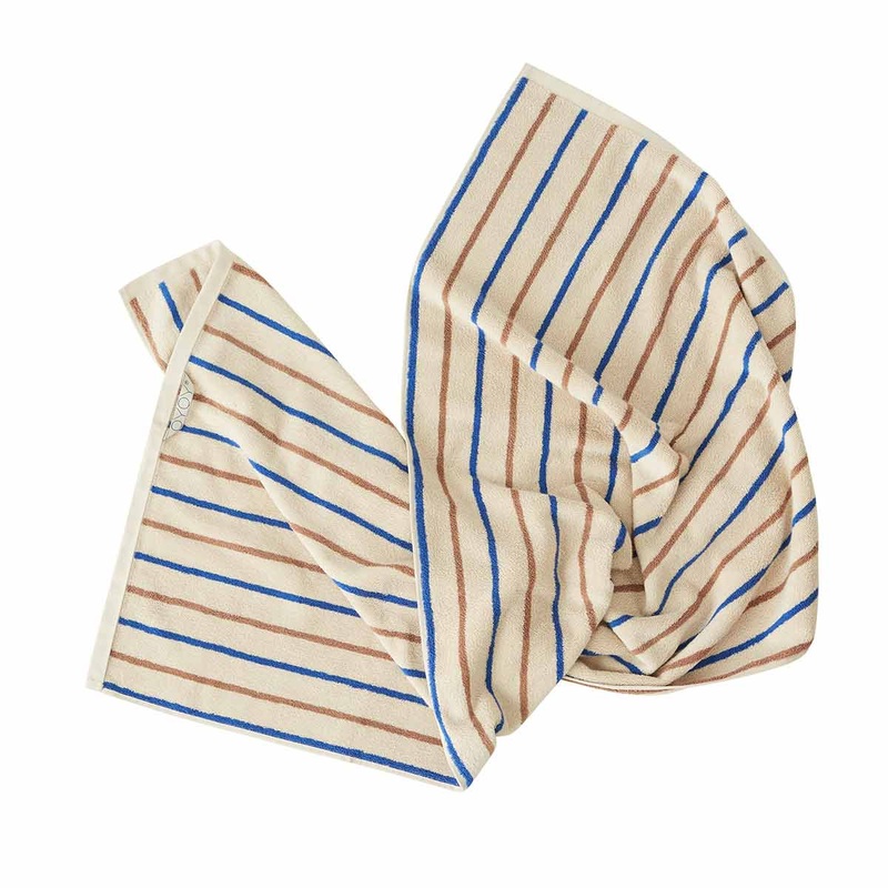 Raita Towel – Medium – Caramel / Optic Blue