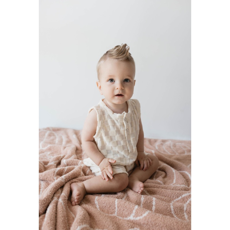 Tank Romper | Cream Checkerboard